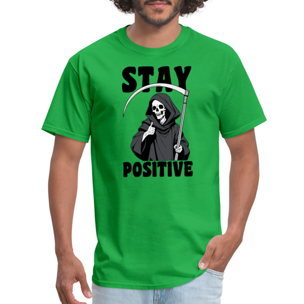 Stay Positive (Grim Reaper) T-Shirt - bright green