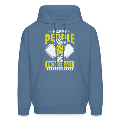 Happy People Play Pickleball Hoodie - denim blue