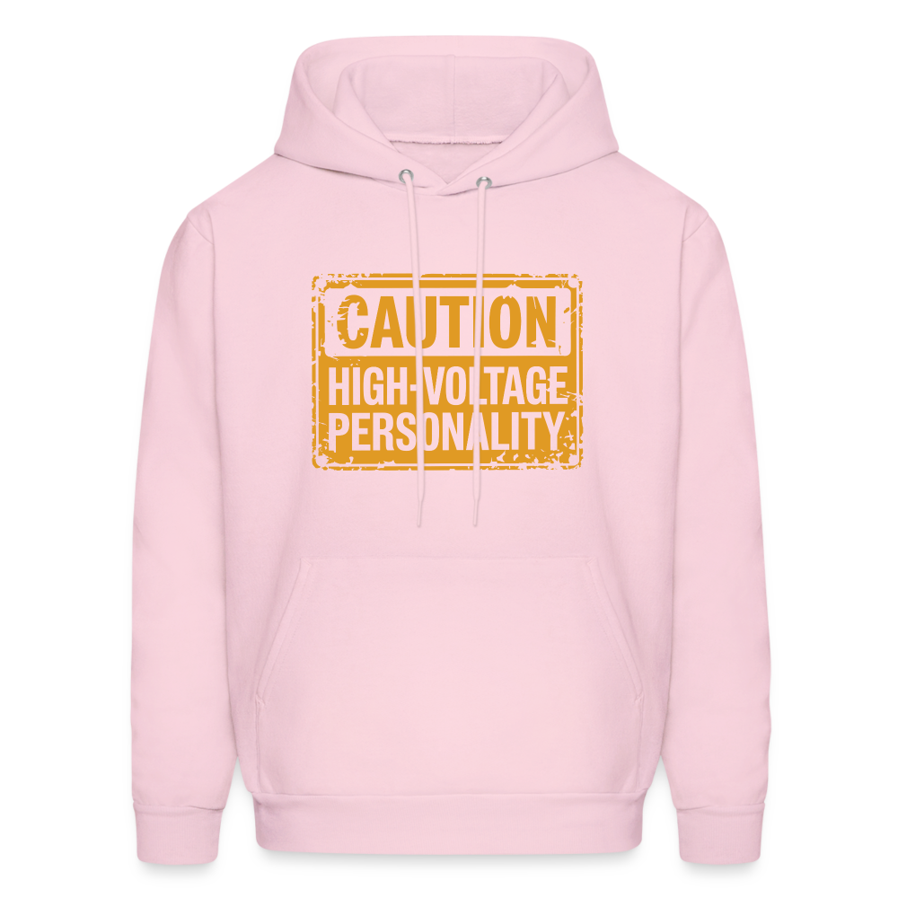 Caution High Voltage Personality Hoodie - pale pink