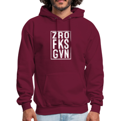 ZRO FKS GVN (Zero Fucks Given) Hoodie - burgundy