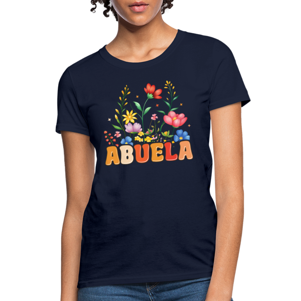 Abuela Women's T-Shirt with Floral Design - navy