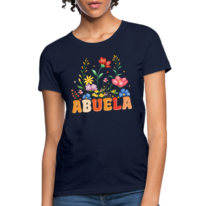 Abuela Women's T-Shirt with Floral Design - navy