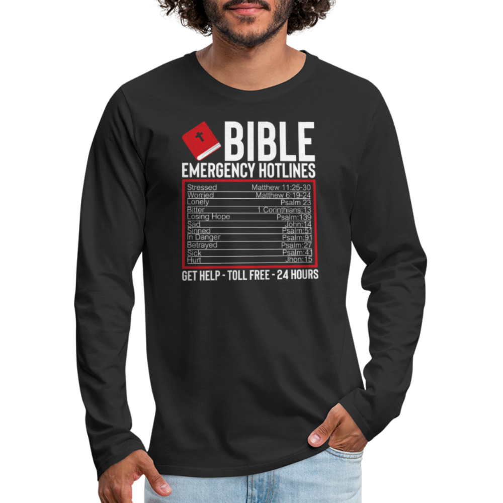 Bible Emergency Hotline (Scriptures) Men's Premium Long Sleeve T-Shirt - black