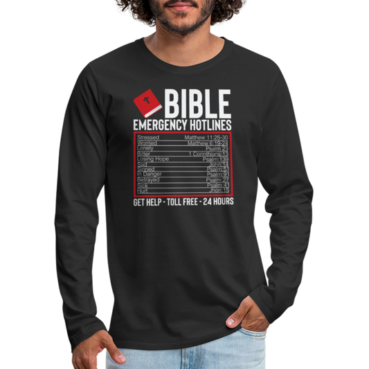 Bible Emergency Hotline (Scriptures) Men's Premium Long Sleeve T-Shirt - black