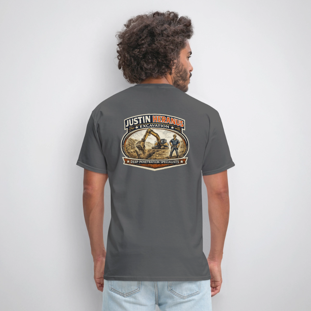 Justin Heranus Drilling Co Double-Sided Funny Humor Tee Color: safari