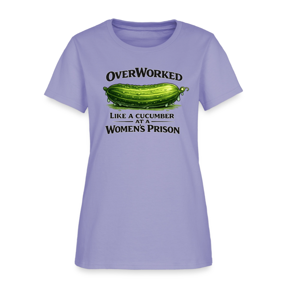 OverWorked Cucumber Funny Women’s T-Shirt Color: Lavender