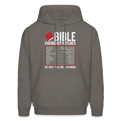 Bible Emergency Hotline (Scriptures) Hoodie - asphalt gray