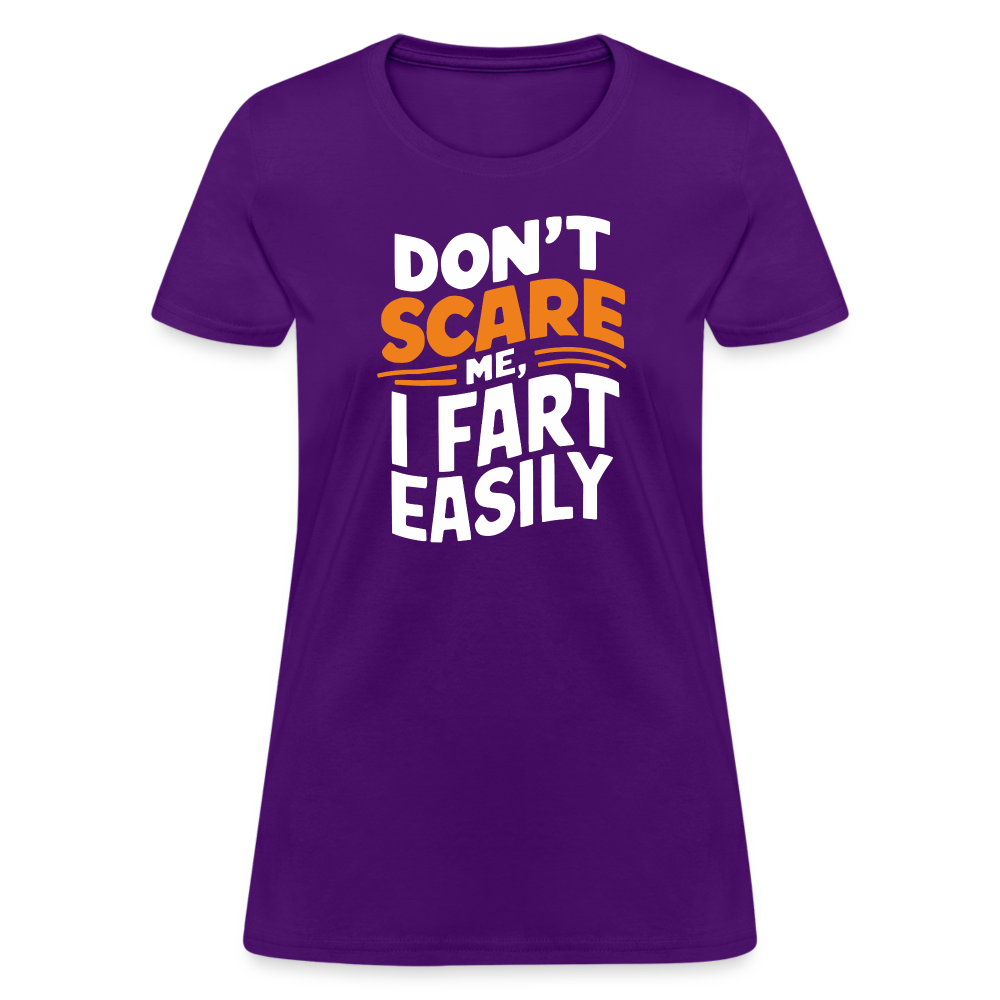 Don't Scare Me I Fart Easily (Fart Humor) Women's Contoured T-Shirt - purple