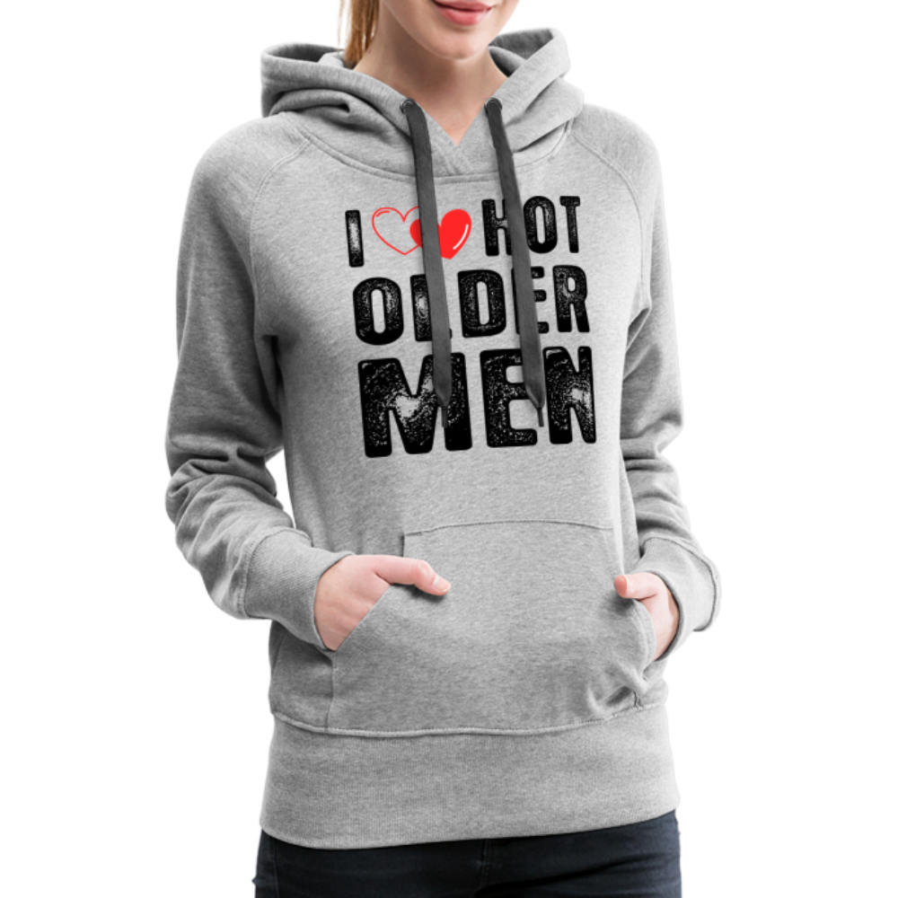 I Heart Hot Older Men (I Love Hot Older) Men Women’s Premium Hoodie - heather grey