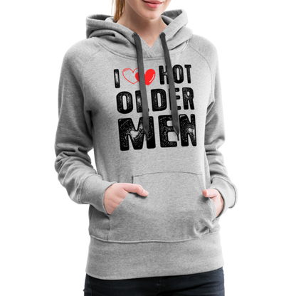 I Heart Hot Older Men (I Love Hot Older) Men Women’s Premium Hoodie - heather grey