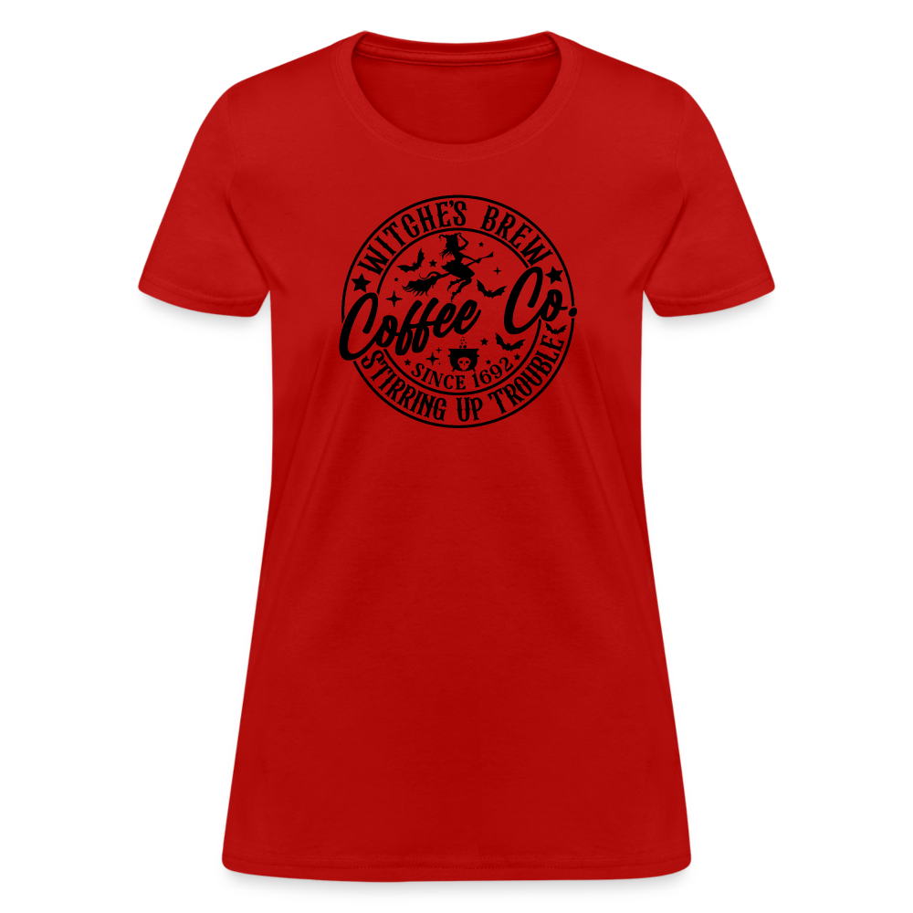 Witches Brew Coffee Co Women's Contoured T-Shirt (Halloween) - red