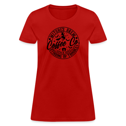 Witches Brew Coffee Co Women's Contoured T-Shirt (Halloween) - red