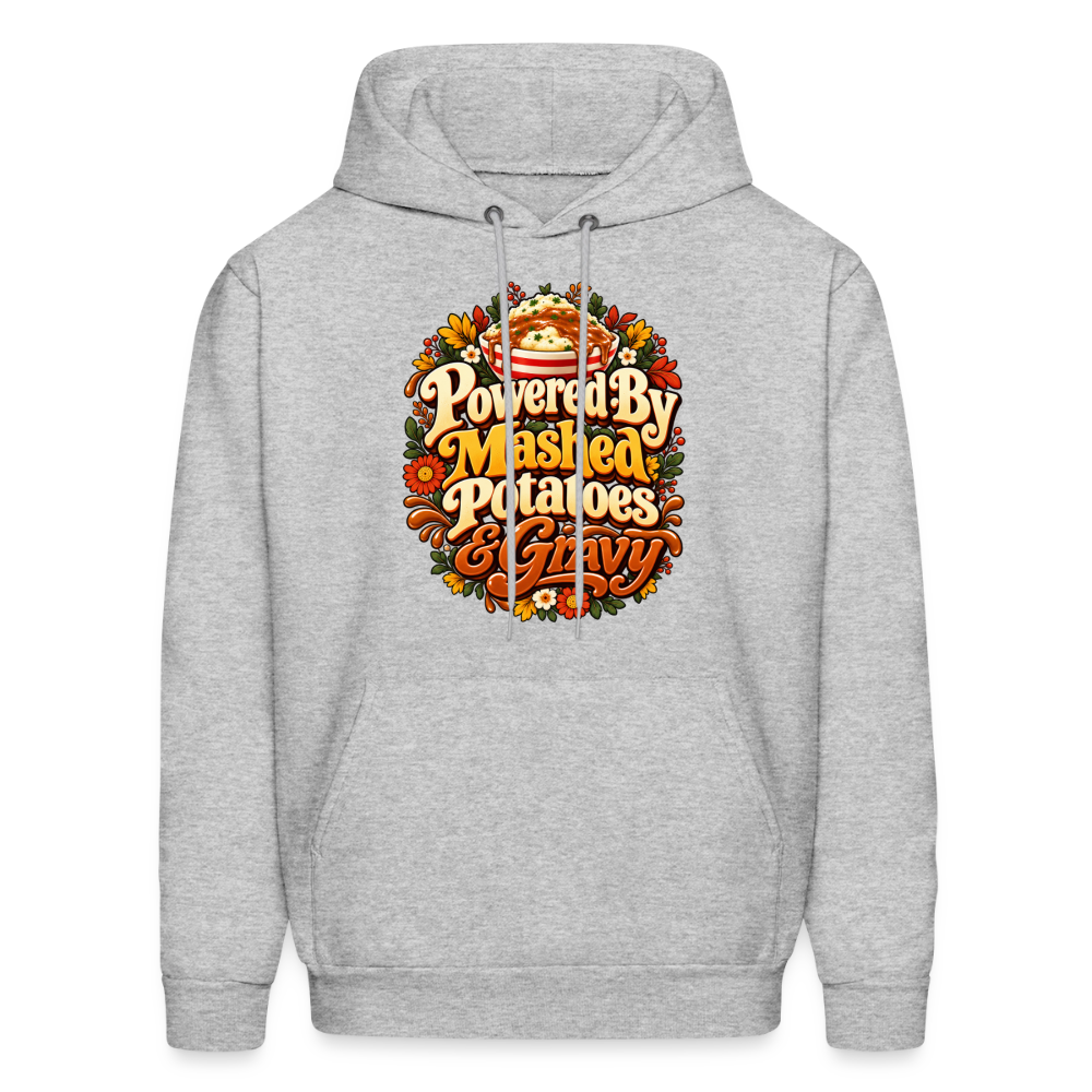 Powered by Mashed Potatoes & Gravy – Fall Floral Hoodie - heather gray