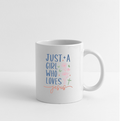 Just A Girl Who Loves Jesus Coffee Mug - white