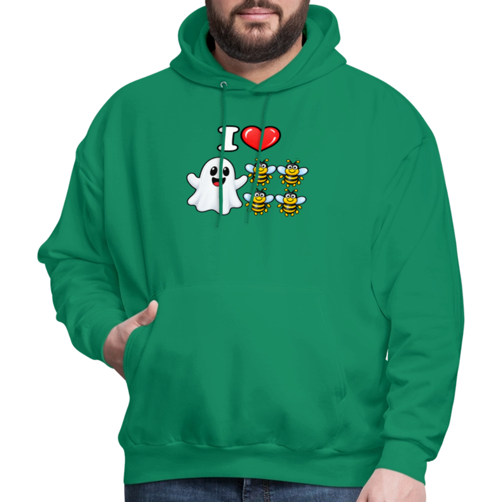 I Heart Boo Bees Hoodie – Funny Halloween Adult Humor - kelly green