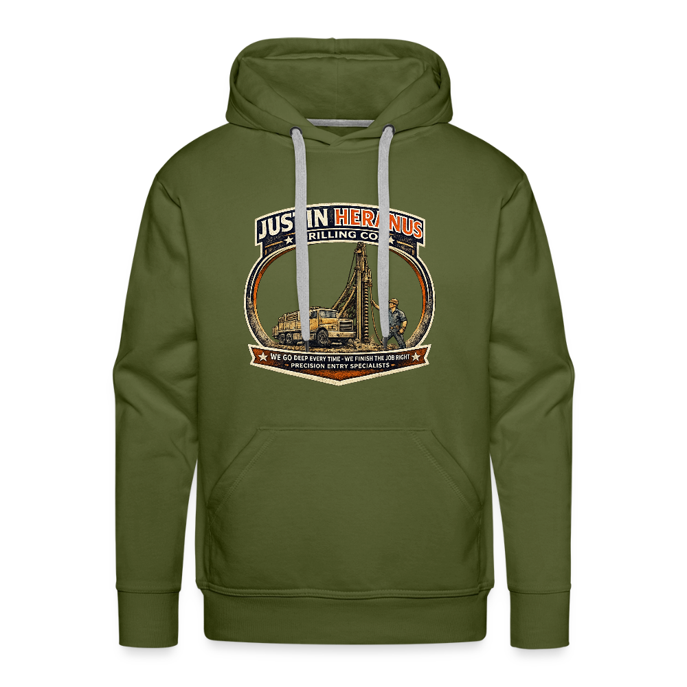 Justin Heranus Drilling Co Hoodie Funny Adult Humor - olive green