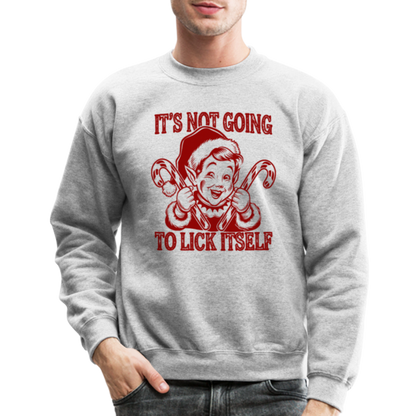 It's Not Going To Lick Itself (Naughty Christmas Elf) Sweatshirt - heather gray