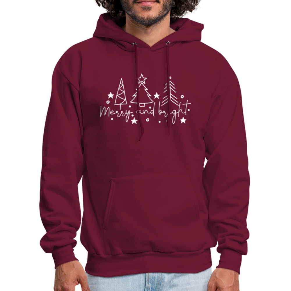 Merry and Bright (Christmas) Hoodie - burgundy