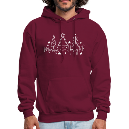 Merry and Bright (Christmas) Hoodie - burgundy