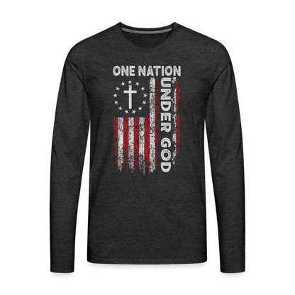 One Nation Under God Men's Premium Long Sleeve T-Shirt - charcoal grey