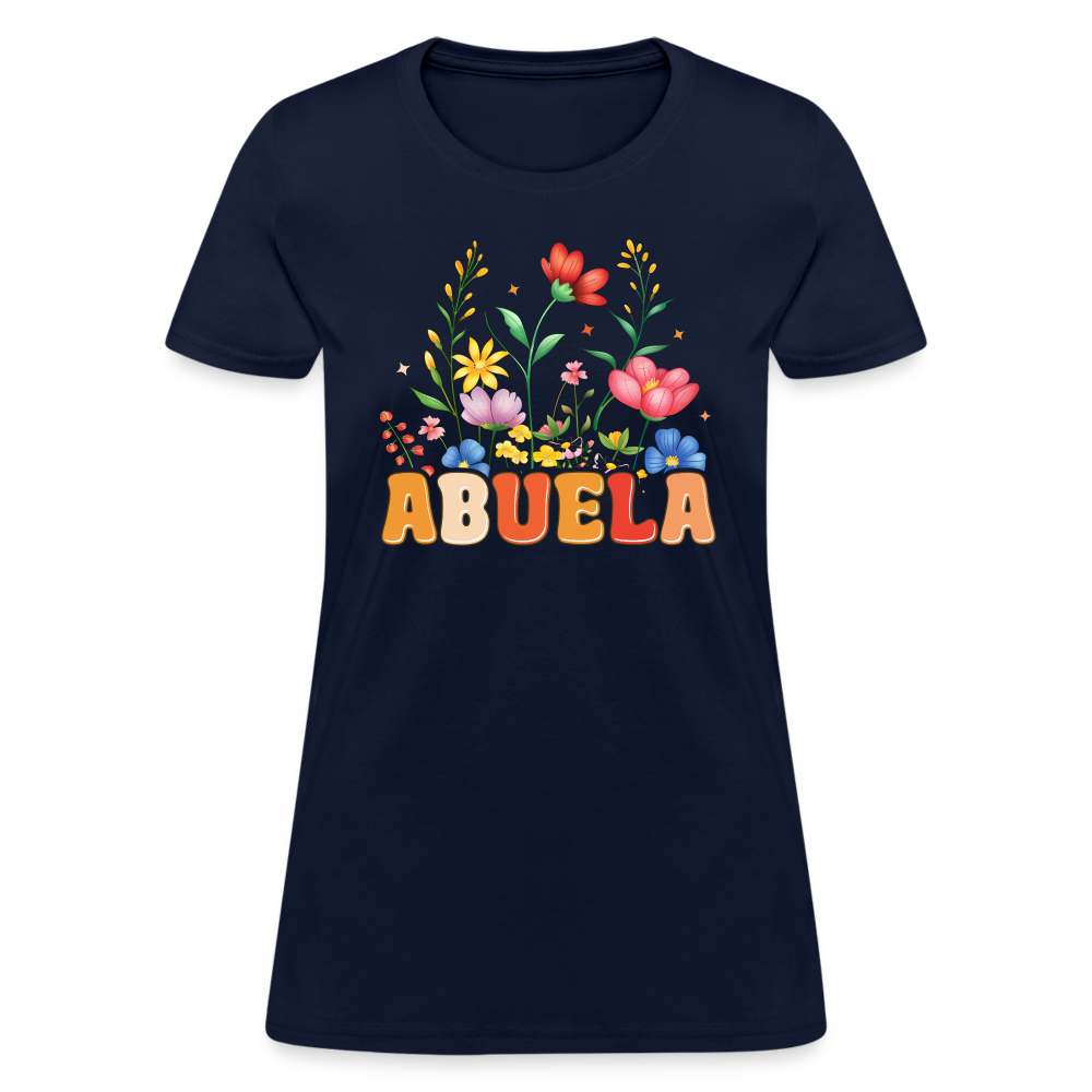 Abuela Women's T-Shirt with Floral Design - navy