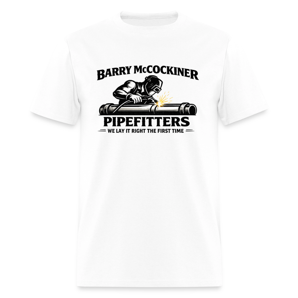 Barry McCockiner Pipefitters Funny Adult T-Shirt Color: White