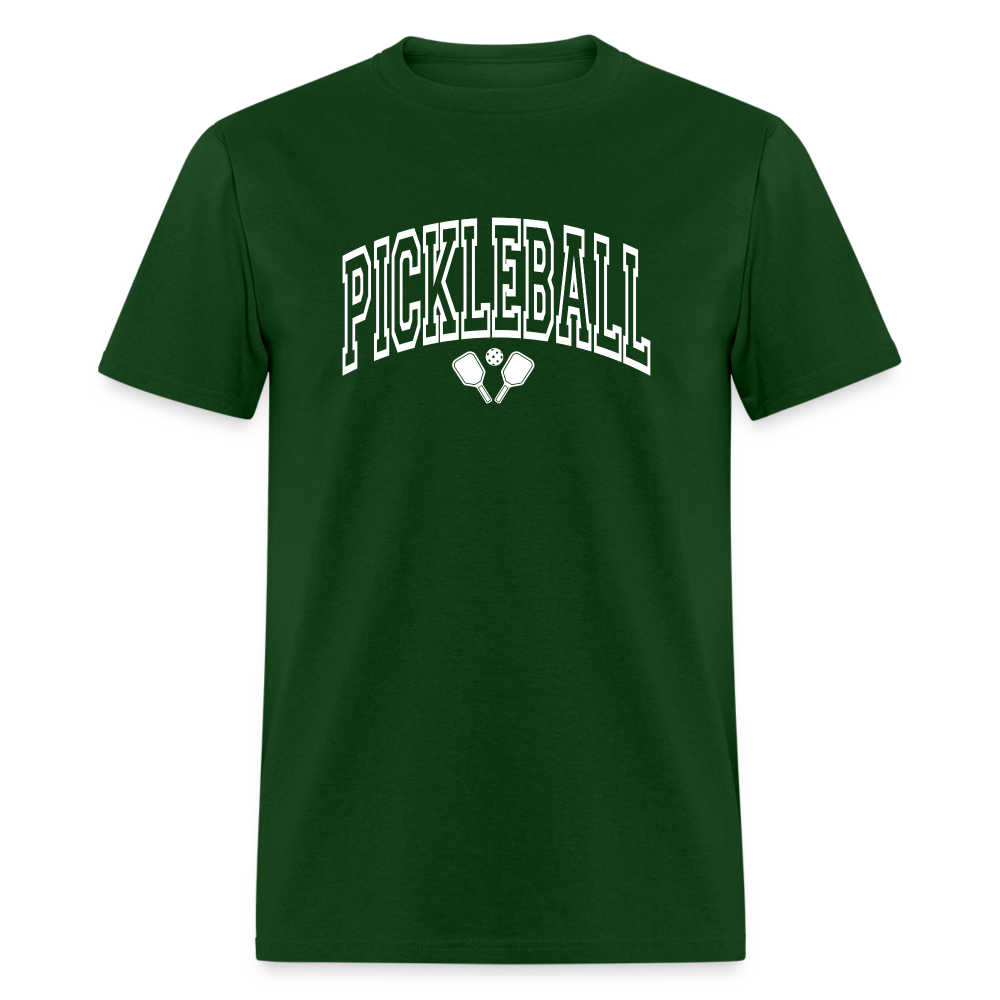 Pickleball T-Shirt (White Arch Letters) - forest green