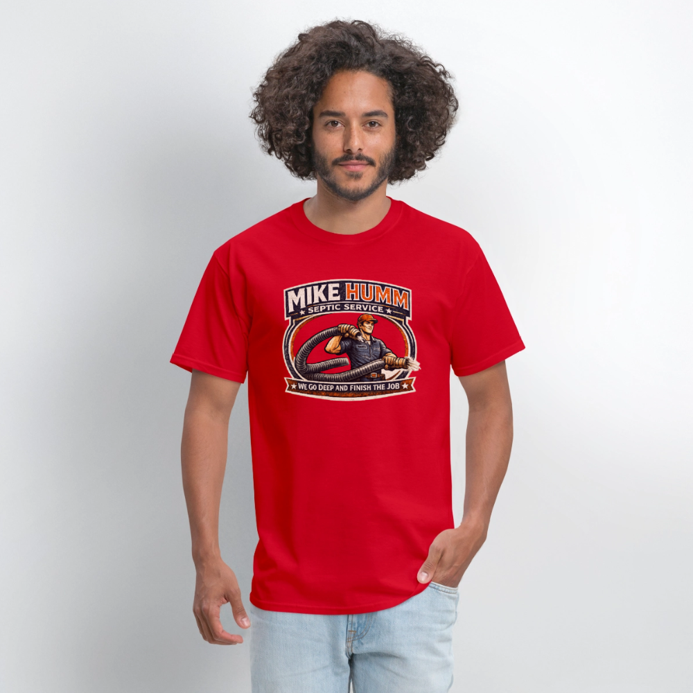 Mike Humm Septic Service T-Shirt Funny Adult Humor Tee Color: heather gray