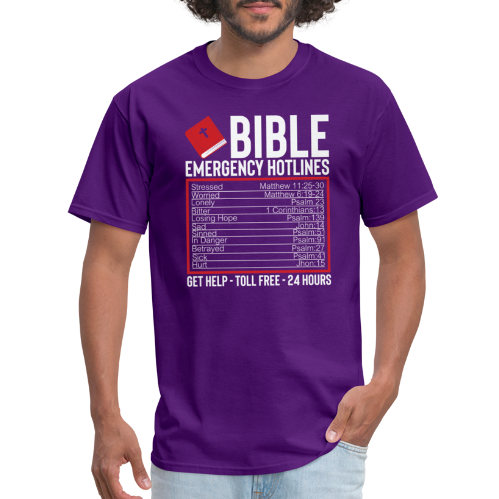 Bible Emergency Hotline (Scriptures) T-Shirt - purple