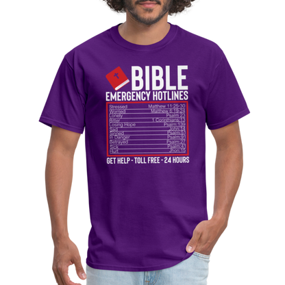 Bible Emergency Hotline (Scriptures) T-Shirt - purple