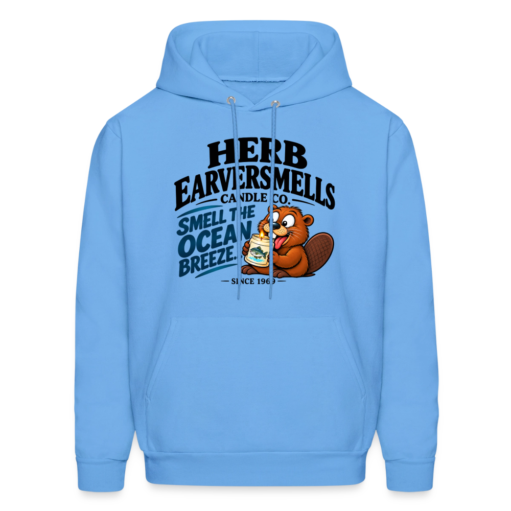 Herb Earversmells Candle Co. – Funny Adult Humor Hoodie - carolina blue
