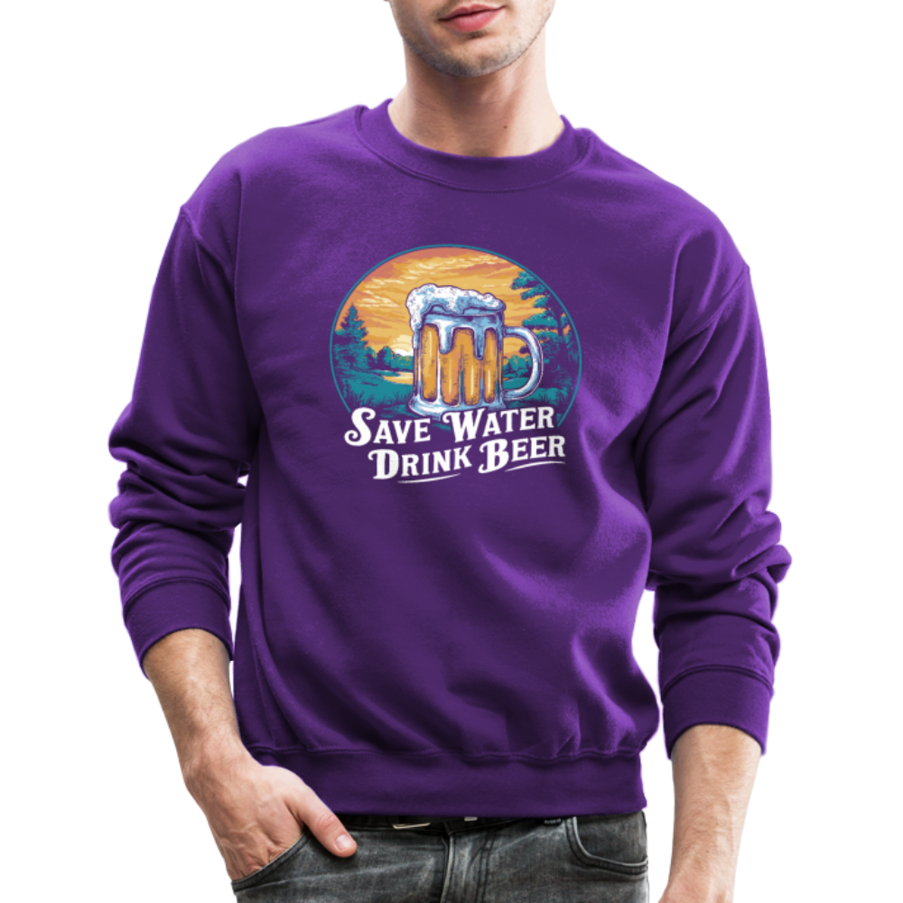 Save Water Drink Beer Sweatshirt - purple