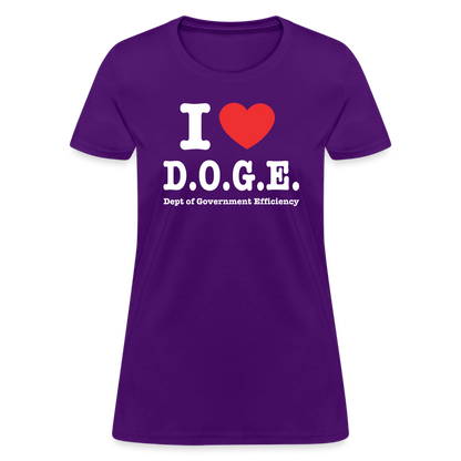 I Love DOGE (Dept of Government Efficiency) Women's Contoured T-Shirt - purple