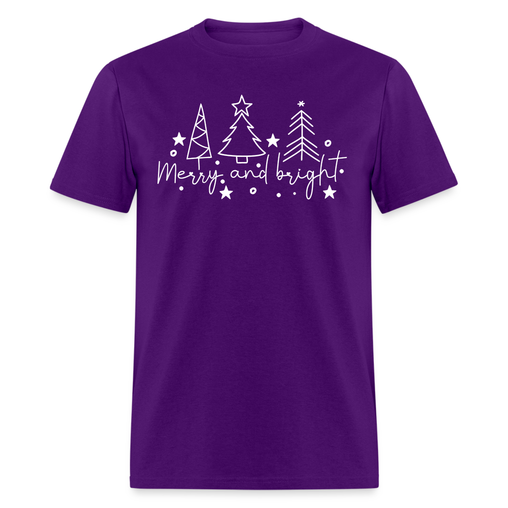 Merry and Bright (Christmas) T-Shirt - purple