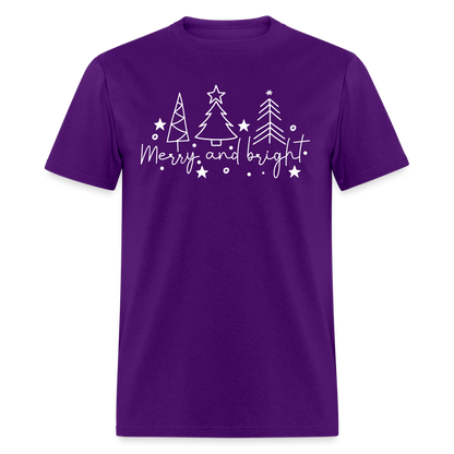 Merry and Bright (Christmas) T-Shirt - purple