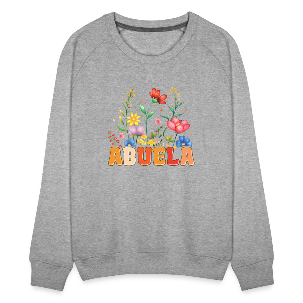 Abuela Women’s Premium Sweatshirt with Floral Design - heather grey