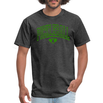 Pickleball T-Shirt (Green Arch Letters) - heather black