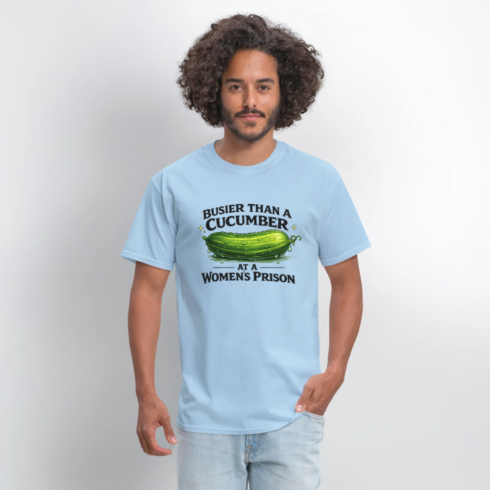 Busier Than a Cucumber Funny Adult Humor T-Shirt Color: White