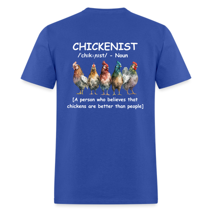 Chickenist T-Shirt (double sided print) - royal blue