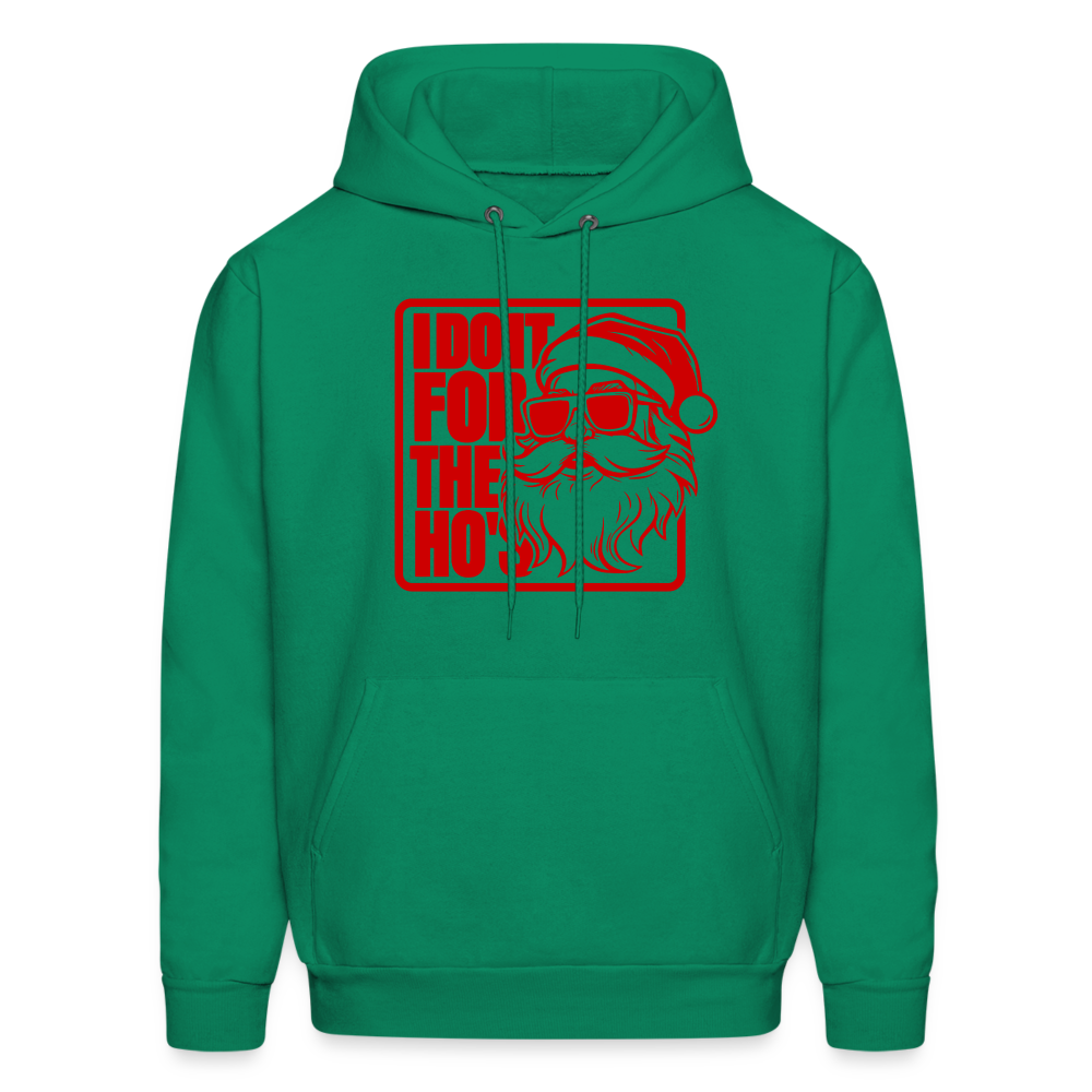 I Do It for the Ho's Funny Christmas Santa Hoodie - kelly green