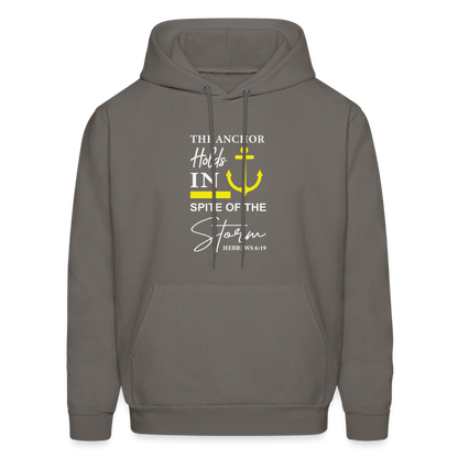 The Anchor Holds in Spit of the Storm Hoodie (Hebrews 6:19) - asphalt gray