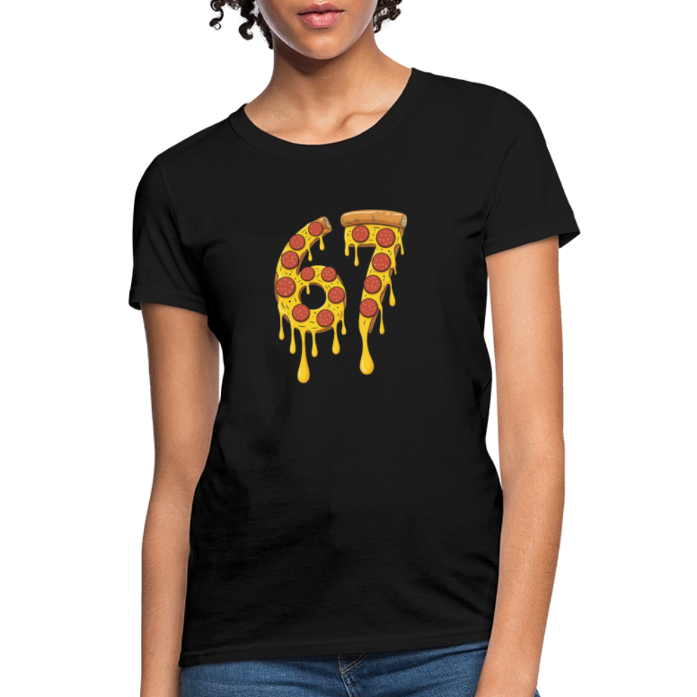 Six Seven 67 Pizza Women's T-Shirt - black