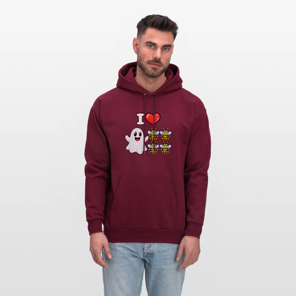 I Heart Boo Bees Hoodie – Funny Halloween Adult Humor - burgundy