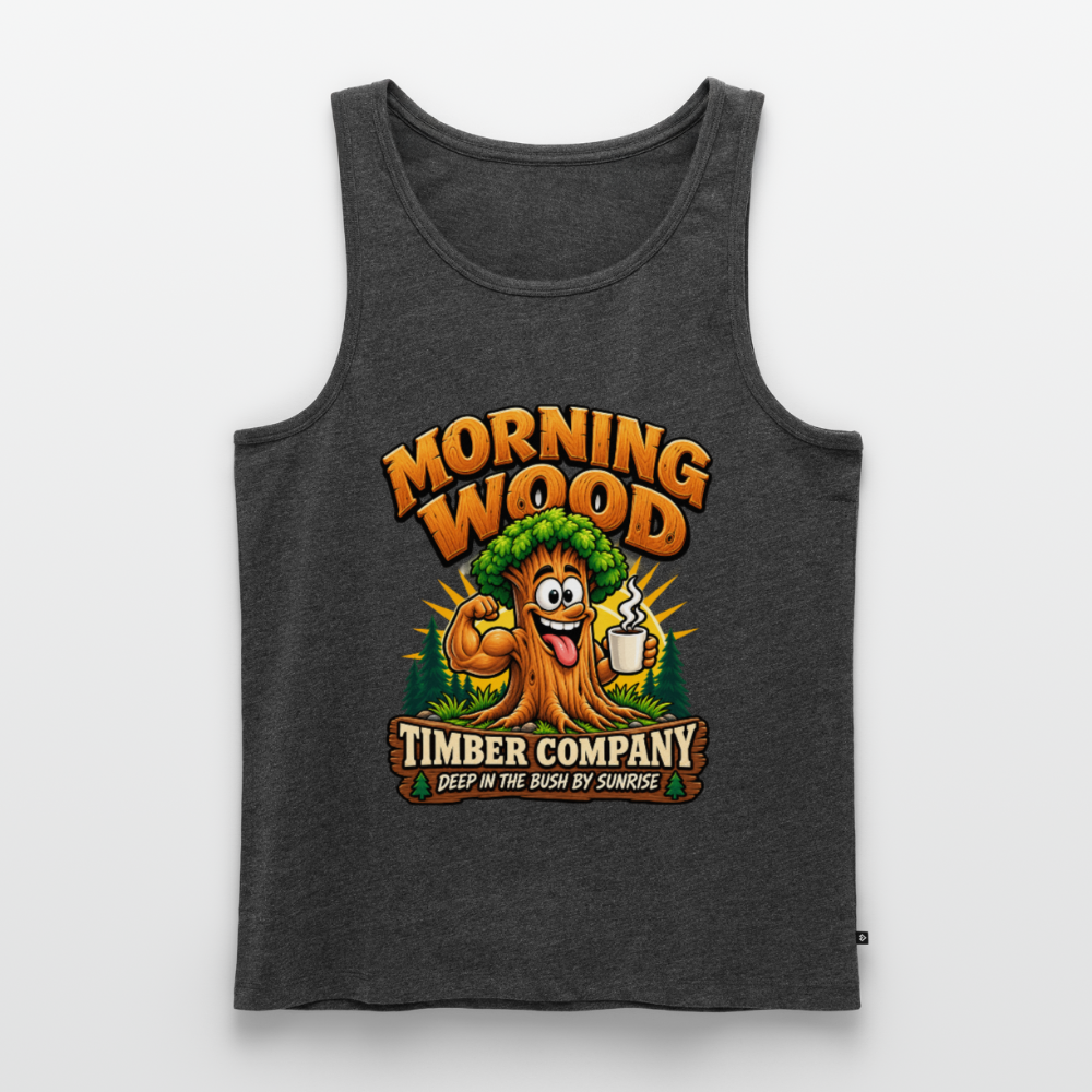 Morning Wood Timber Company Funny Adult Humor Tank Top Color: Heather Gray