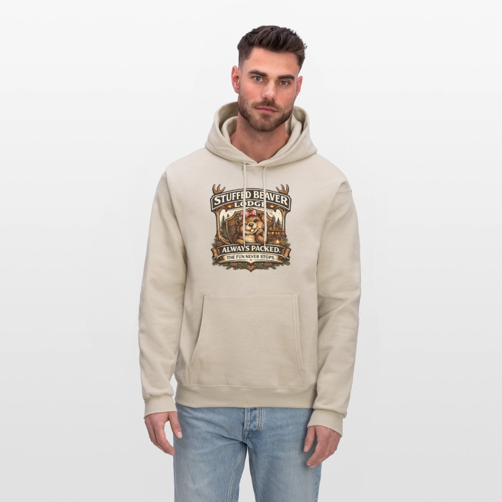 Stuffed Beaver Lodge Funny Adult Hoodie Color: Navy