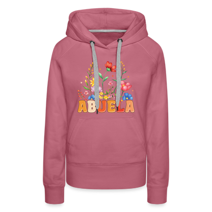 Abuela Women’s Premium Hoodie with Floral Design - mauve