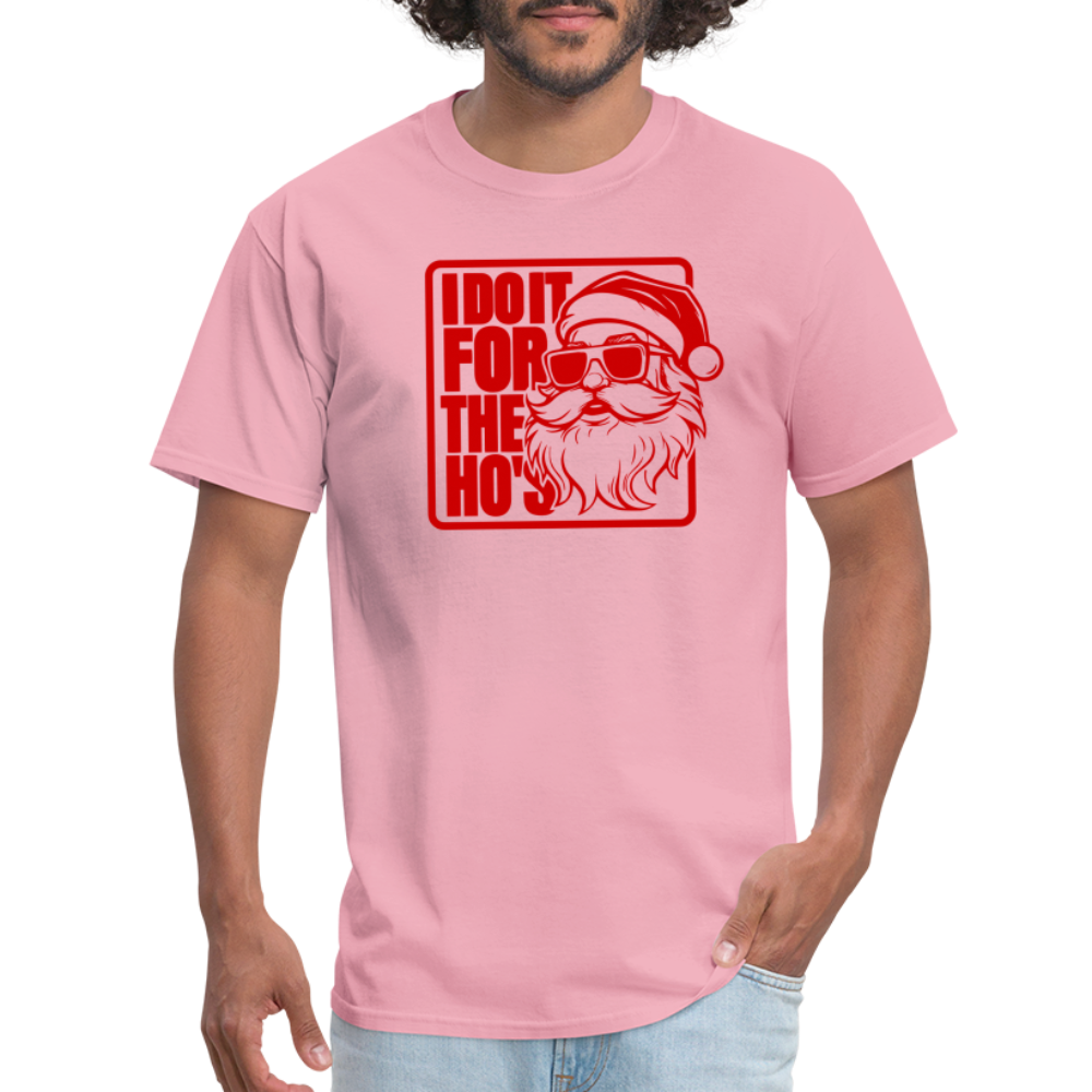 I Do It for the Ho's Funny Christmas Santa T-Shirt - pink