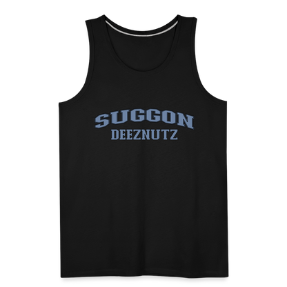 Suggon Deeznutz Tank Top (in Blue Ball Colors - Funny Sexual Humor) - black