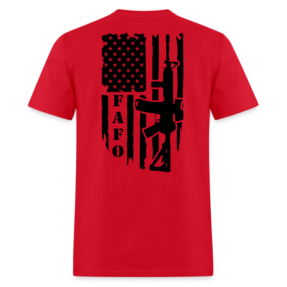 FAFO T-Shirt – AR-15 & American Flag Back Print Color: red