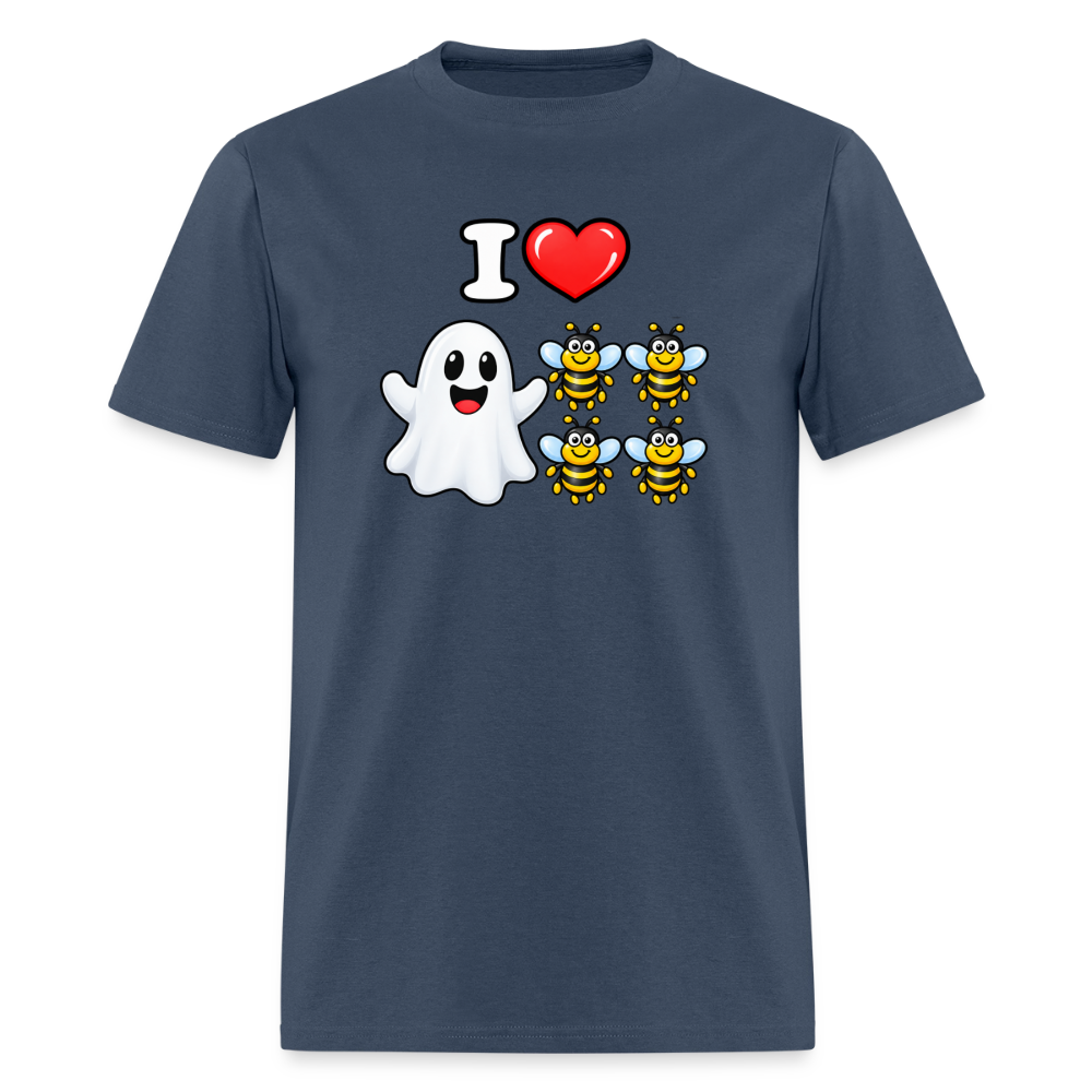 I Heart Boo Bees T-Shirt – Funny Halloween Adult Humor -  blue dusk